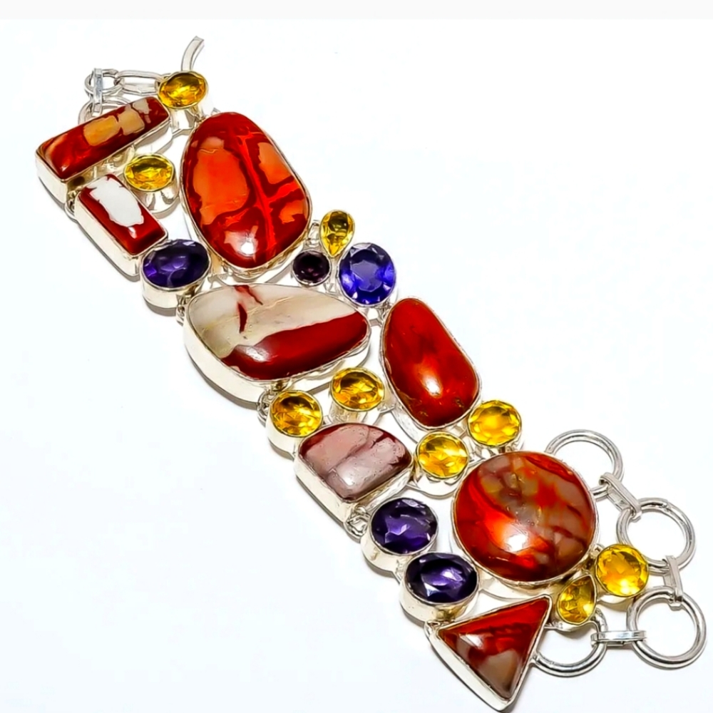 Noreena Jasper with amethyst, citrine bracelet 925 7-8"